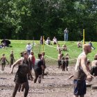 Fair coming to an end with mud volleyball